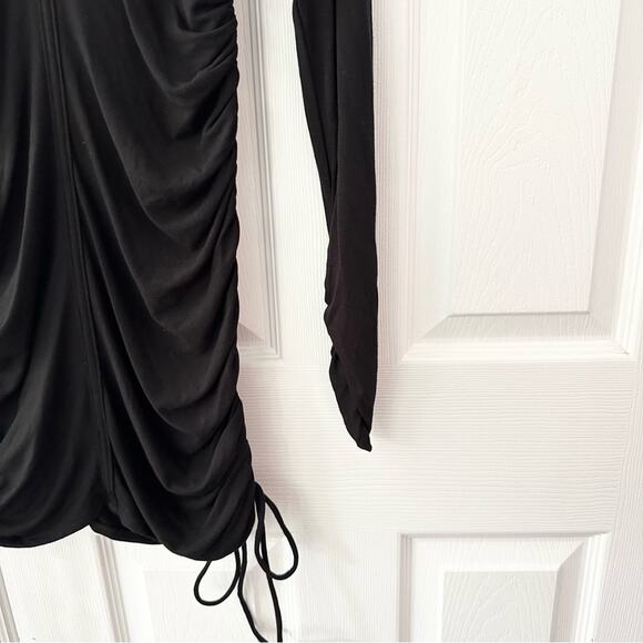 Michael Costello X Revolve Shirred Side Tie Bodycon Mini Dress in Black Medium - Picture 4 of 11
